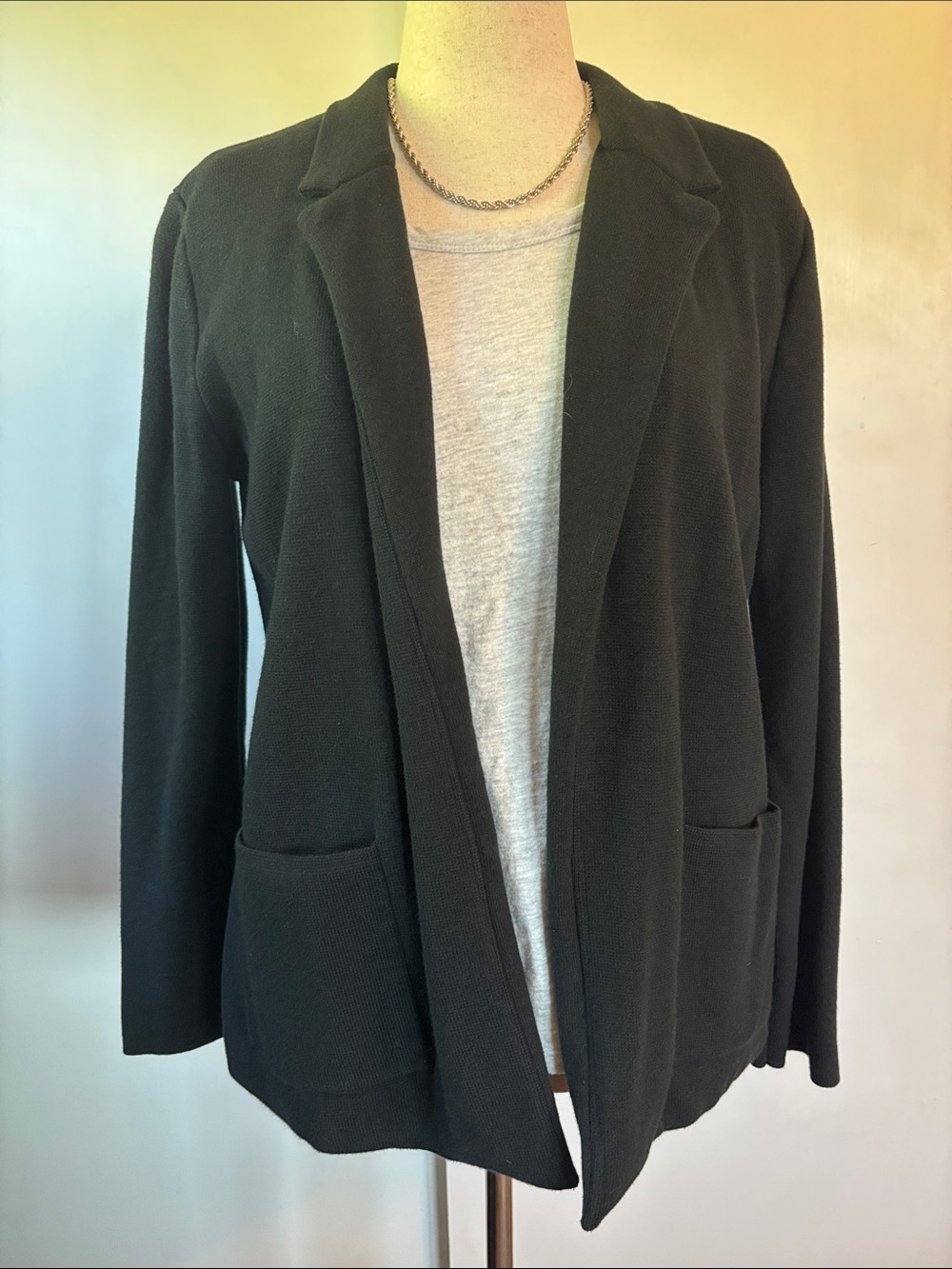 Banana Republic Black Open-Front Heavy Knit Blazer